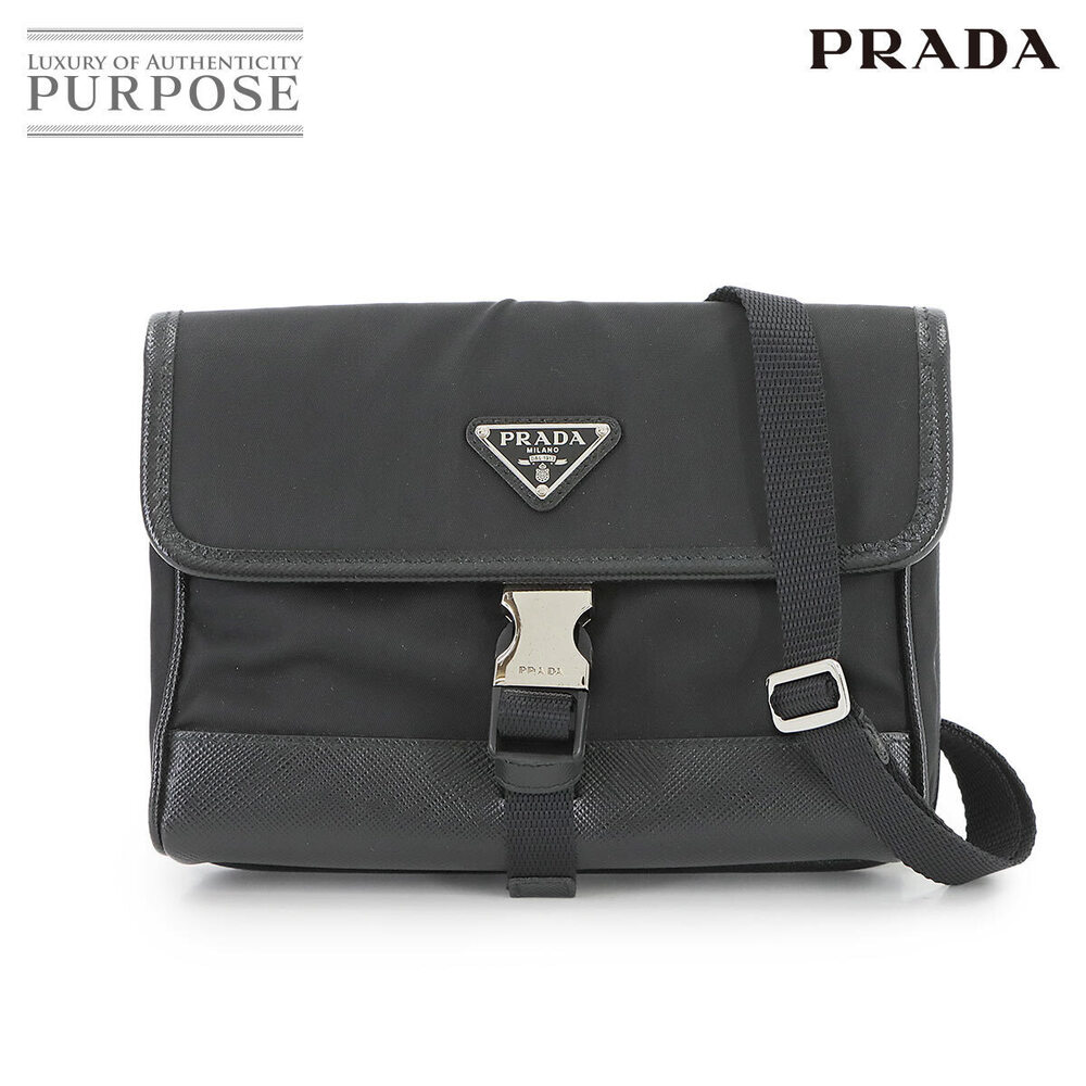 Prada Shoulder Bag Saffiano Leather Black